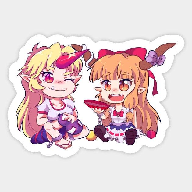 Touhou- Oni girls Sticker by Midnight_rabbit